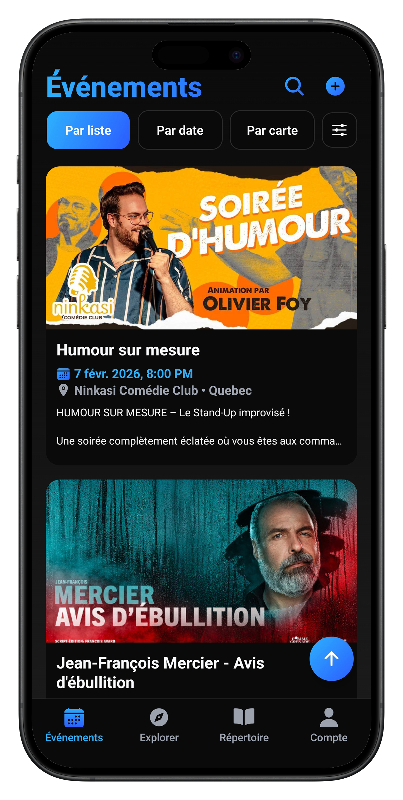 Trouvez des spectacles facilement